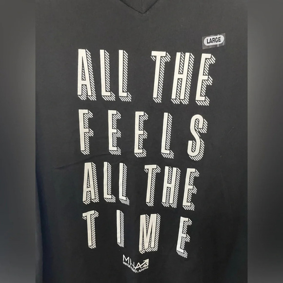 NWOT Women’s Graphic Mental Health V-Neck Tee Tshirt Black All the Feels Large - Picture 2 of 13